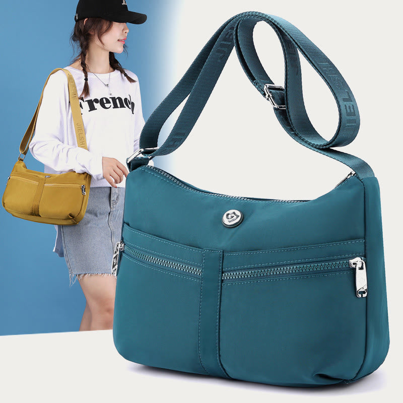 Solid Crossbody Bag For School Travel Simple Nylon Bag Purse