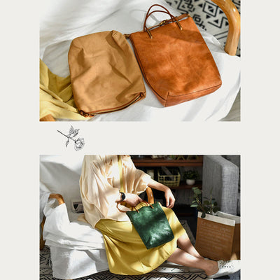 Handmade Crossbody Bag For Women Retro Simple Texture Shouder Bag