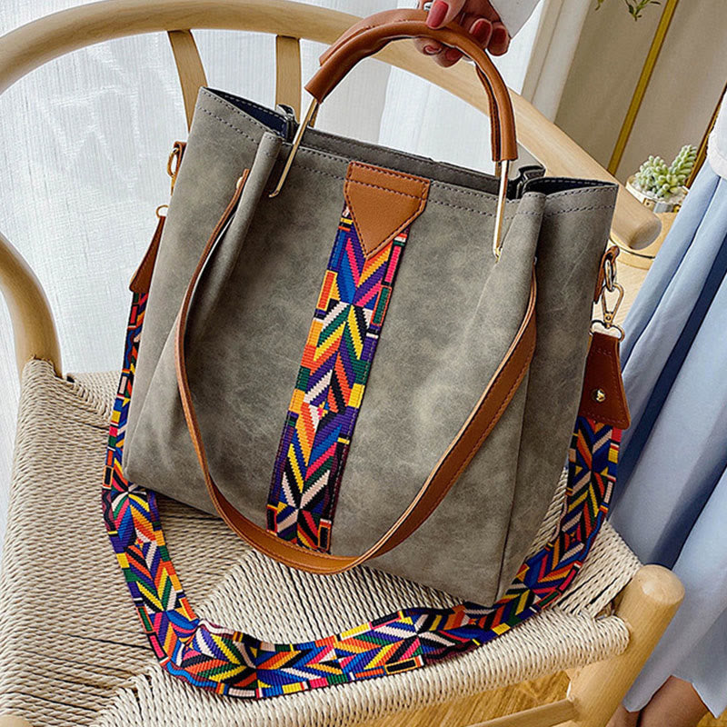 Top-Handle Bag For Women Vintage Frosted Large Capacity Two-Piece Shoulder Bag