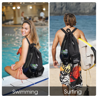 Swim Bag Drawstring Mesh Backpack for Swimming Gym Workout Gear