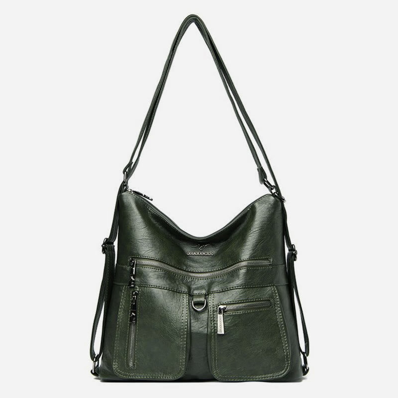 Solid Color Tote Convertible Backpack Shoulder Bag For Commuter