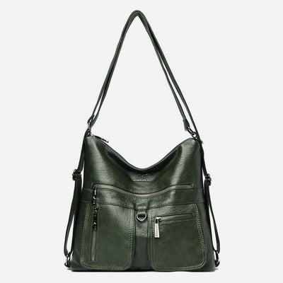 Solid Color Tote Convertible Backpack Shoulder Bag For Commuter