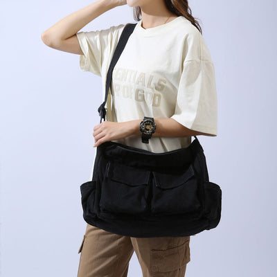 Multi-Pocket Canvas Crossbody Bag For Women Retro Lightweight Shoulder Bag