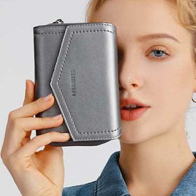 Women Short Bifold Wallet Faux Leather Purse RFID Blocking Card Holder