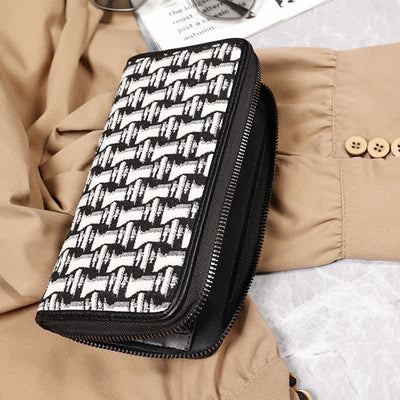 Leather Wallet for Men Zip Around Pattern Print Luxury Wallet Clutch