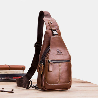 Multi-Pocket Vintage Sling Bag With Headphone Jack