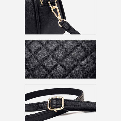 3 Zip Crossbody Bag for Women Faux Leather Quilted Small Shoulder Purse