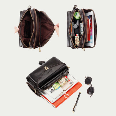 Real Leather Clutch Purse Business Handbag Wrist Bag Fit 7.9" Cellphone
