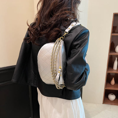 Retro Chest Bag Plaid Quilted Chain Strap Crossbody Shoulder Purse