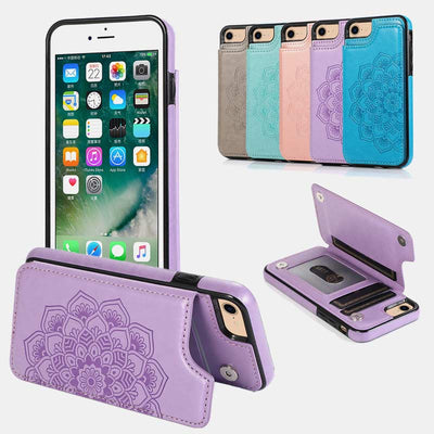 Leather Wallet Phone Case with Card Holder ID Window Compatible with iPhone Samsung