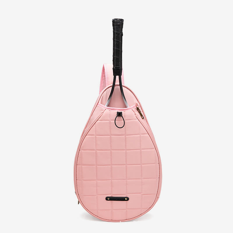 Racket Bag For Women Plaid Pattern Waterproof Polyester Crossbody Bag