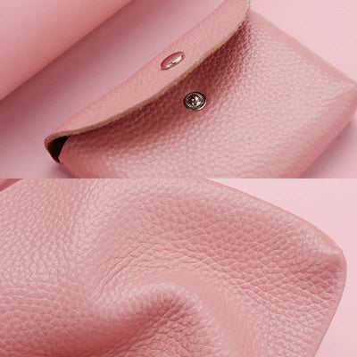 Genuine Leather Coin Purse Mini Wallet Card Holder with Zipper Pocket