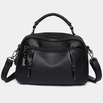 Multi-Pocket Leather Crossbody Purse for Women Small Top Handle Satchel Handbag