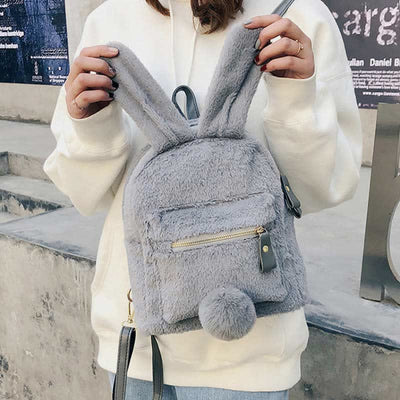 Cute Plush Backpack Daypack for Women Girls with Rabbit's Ear