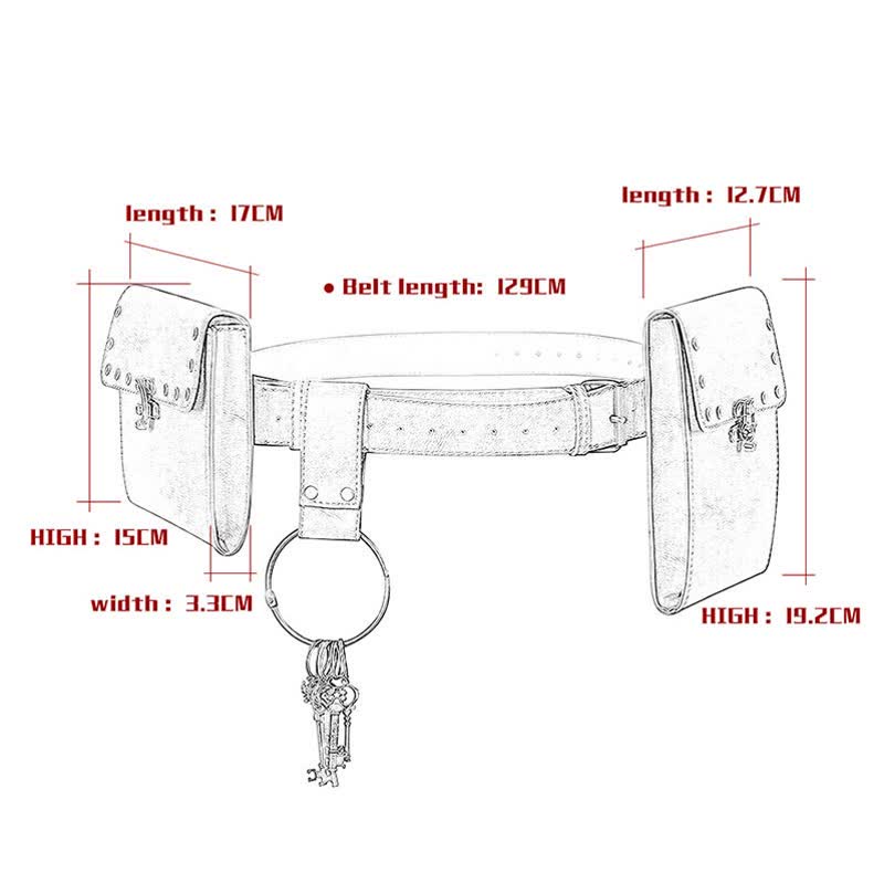 Medieval Renaissance Waist Bag Pouch Belt Holster with Belt Key Chain