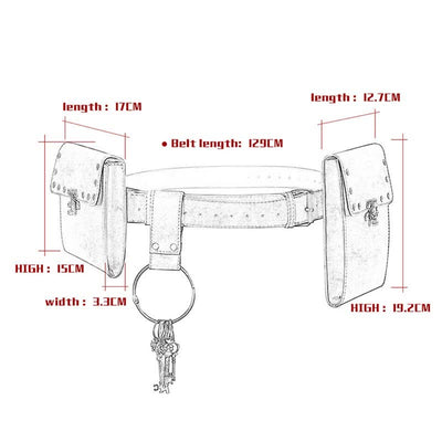 Medieval Renaissance Waist Bag Pouch Belt Holster with Belt Key Chain