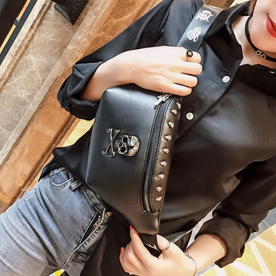 Punk Style Skull Waist Bag Rivet Belt Chest Bag