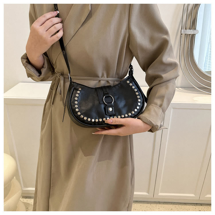 Rivet Crossbody Bag For Ladies Minimalist Punk Classic Purse