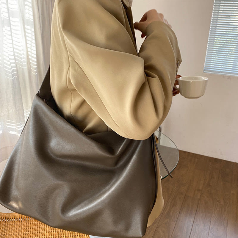 Soft Leather Tote Women Wide Strap Vintage Crossbody Satchel Purse