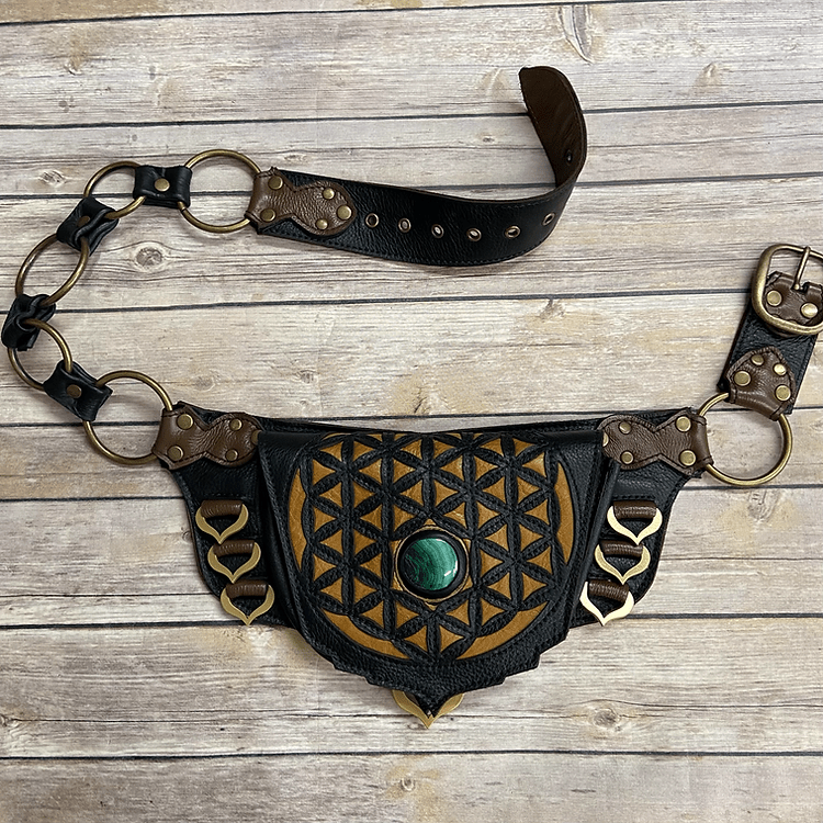 Retro Waist Bag For Women Medieval Colorblocking Pouch Hip Bag
