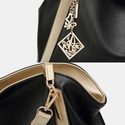 Women's Large Leather Zipper Shoulder Tote Top Handle Handbag