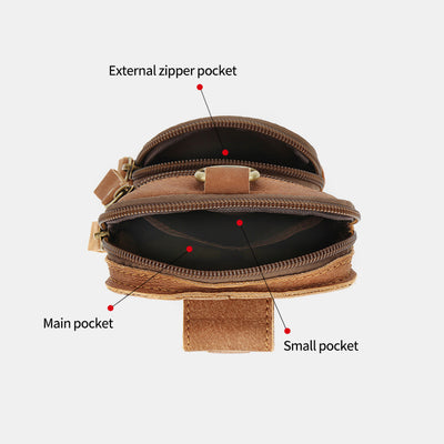 Retro Genuine Leather Business Waist Bag
