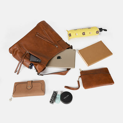 Tote Handbags Set Women Leather Hobo Shoulder Bag with Small Clutch
