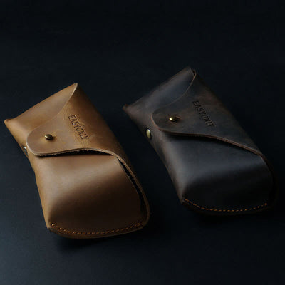Retro Glasses Storage Bag Portable Lightweight Leather Belt Purse