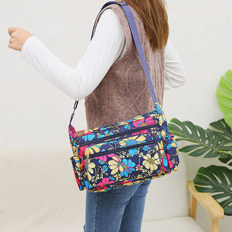 Waterproof Multi-Pocket Printed Crossbody Bag