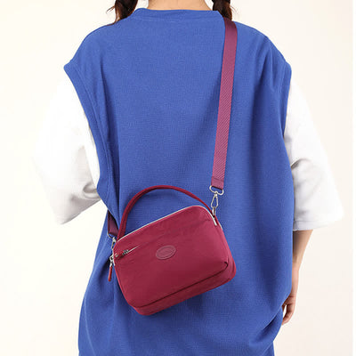 Crossbody Bag for Women Triple Zip Shoulder Bag Casual Nylon Purse