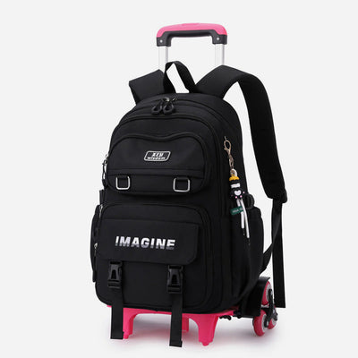 Girls Rolling Backpack For School Waterproof Nylon Wheels Purse