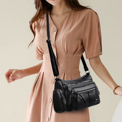 Casual Crossbody Purse for Women Multi-Pocket PU Leather Shoulder Handbag