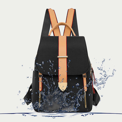 Nylon Backpack For Women Solid Color Large Capacity Leisure Bag
