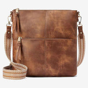 Wide Strap Crossbody Bag for Women Vegan Leather Shoulder Purse
