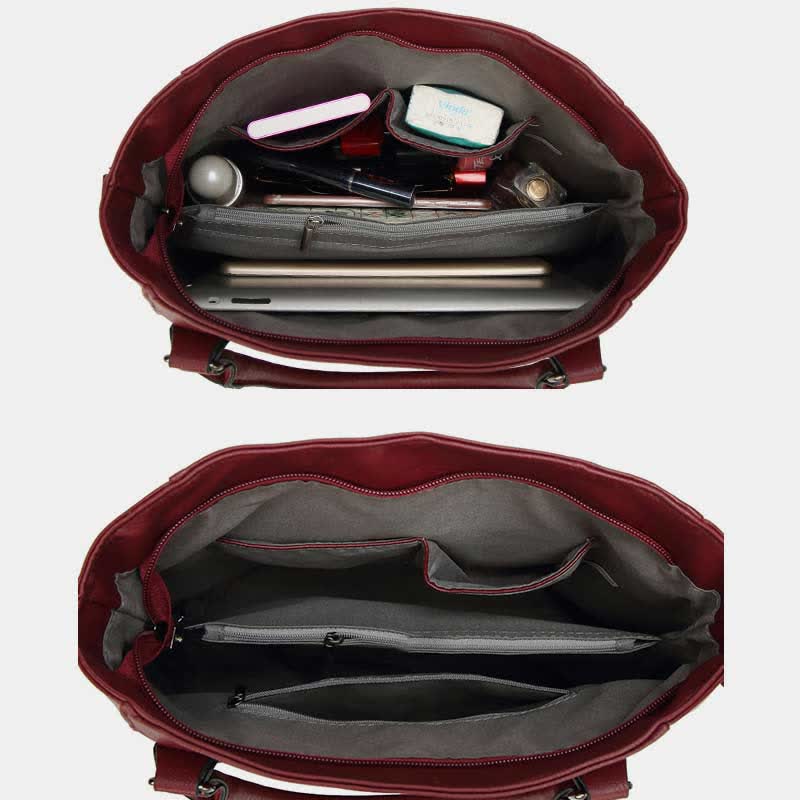 Faux Leather Tote Bag for Women Handbag Shoulder Purse Crossbody Bag