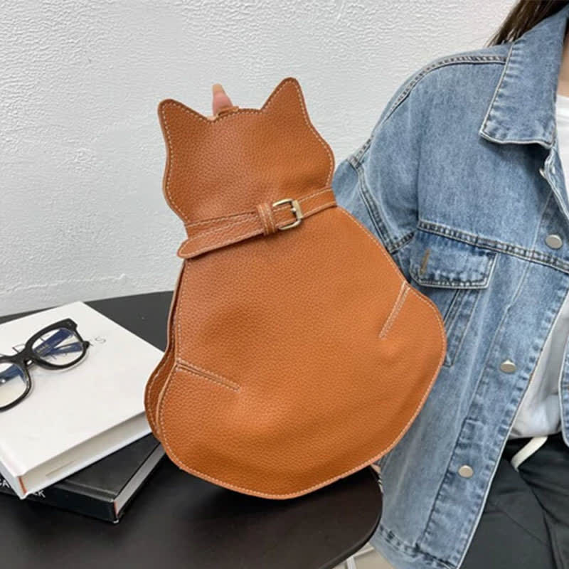 Cute Cat Shaped PU Leather Sling Bag Ladies Crossbody Shoulder Bag