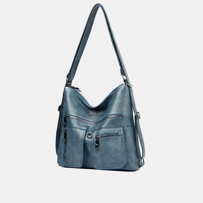 Solid Color Tote Convertible Backpack Shoulder Bag For Commuter