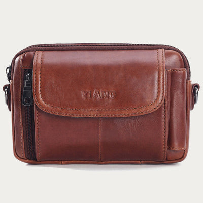 Leather Waist Bag For Men Retro Multifunctional Crossbody Phone Bag