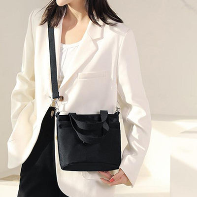 Functional Crossbody Bag Shoulder Bag Multi-pocket Lightweight Solid Color Handbag