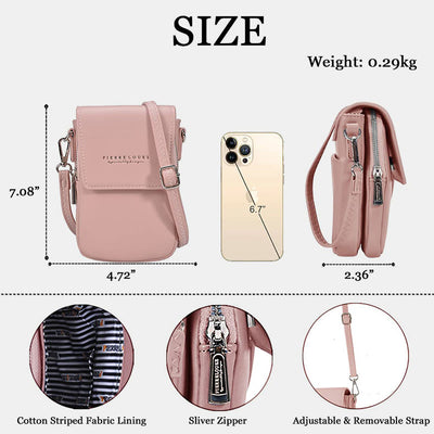 Mini Phone Bag For Women Leather Double Compartment Crossbody Bag