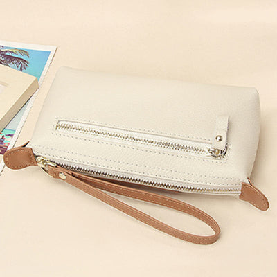 Handheld Leather Clutch Lightweight Large Space Wrist Zipper Wallet