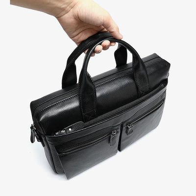 Business Briefcase Messenger Bag For Men Genuine Leather Laptop Bag