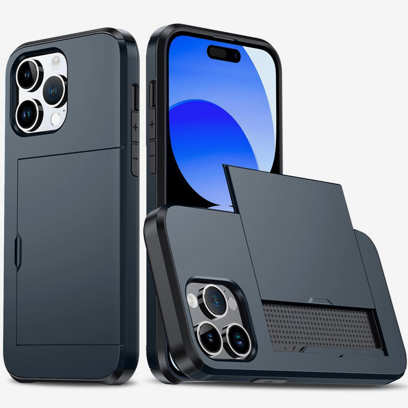 Iphone Slide Card Phone Case 2 In 1 Anti Fall Wallet Case for iPhone 14/15/16