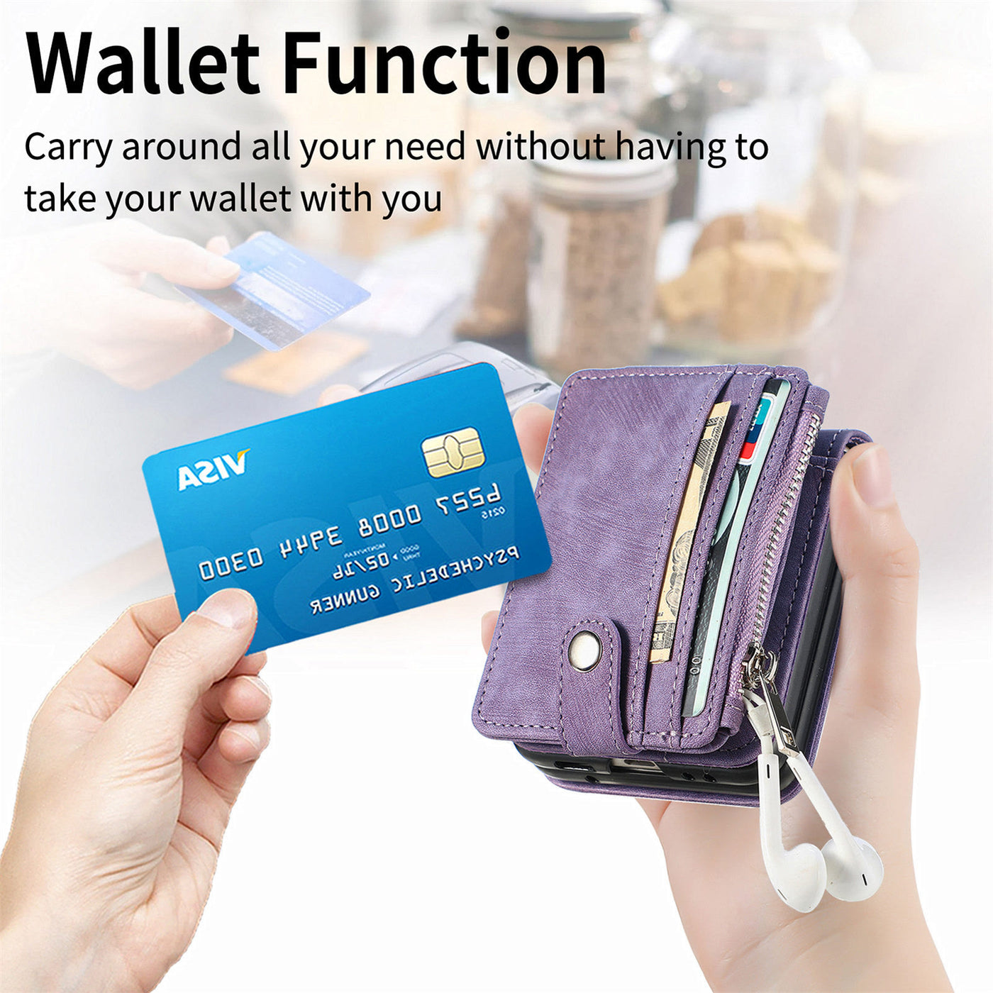 Phone Case For Z Flip 6 / Z Flip 5 2-In-1 Detachable Samll Wallet