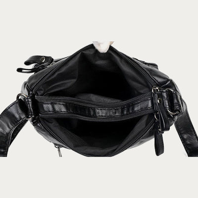 Minimalist Tote Soft Leather Wide Shoulder Strap Crossbody Purse