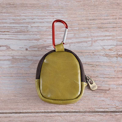 Mini Leather Zipper Coin Purse Cowhide Leather Cute Purses Wallet