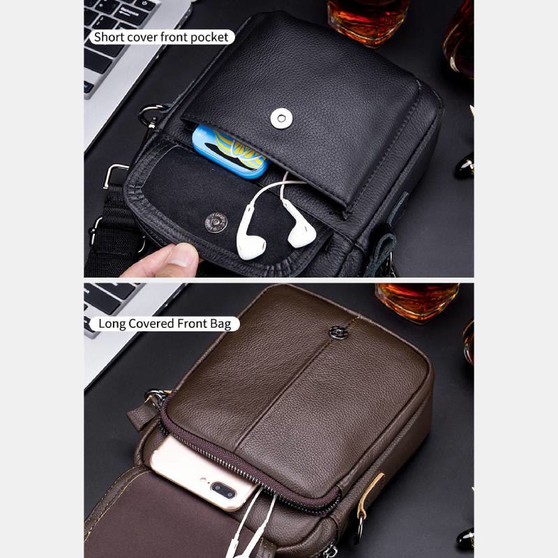 Genuine Leather Crossbody Bag for Men Messenger Bag Shoulder Bag