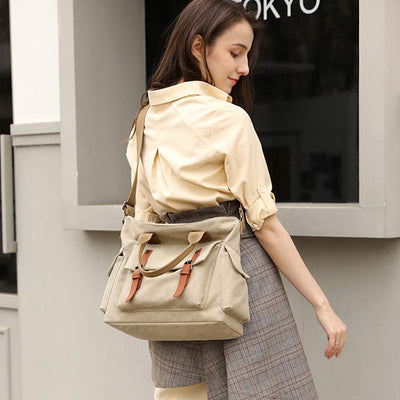 Large Capacity Women Canvas Tote Casual Crossbody Shoulder Handbags Messenger Bag
