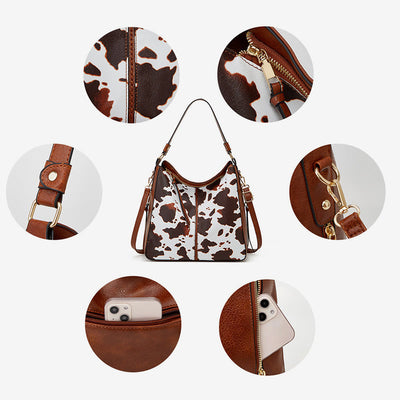 Leopard Milk Grain Ladies Tote Multiple Carry Leather Underarm Bag