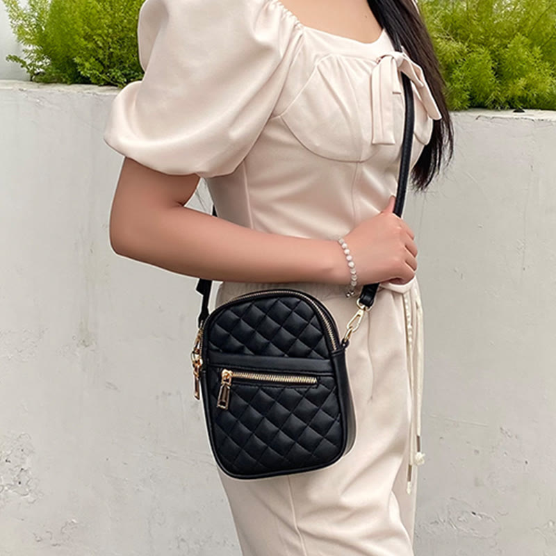 Phone Bag For Women Diamond Check Solid Color Mini Bag